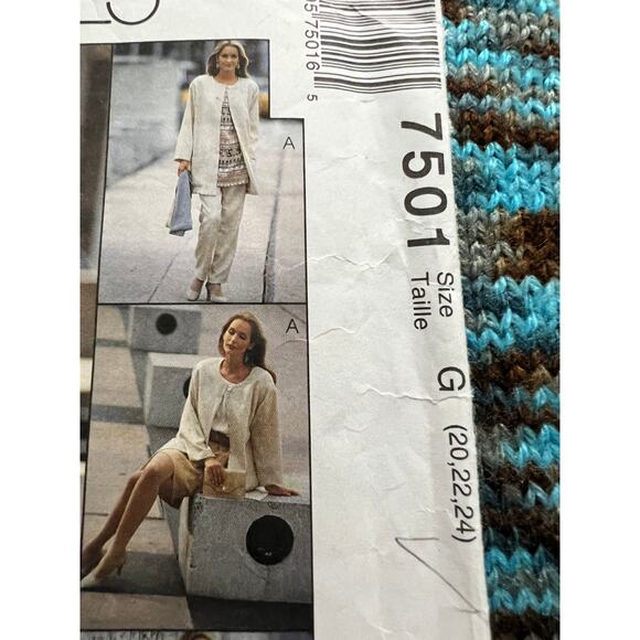 McCalls 7501 pattern jacket tunic top pull-on pants pullon skirt size 20 22 24 - Picture 2 of 7